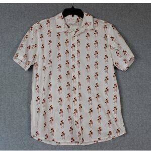 Cotton & Co Mens SS Button‎ up palm tree shirt lightweight summer beach Medium